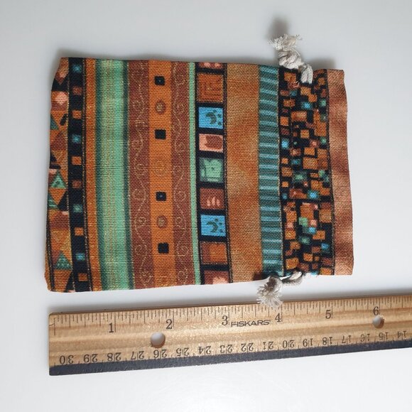 Southwestern Fabric Drawstring Pouches Set Of 4 Multicolor Geometric Pattern Han - Picture 3 of 4